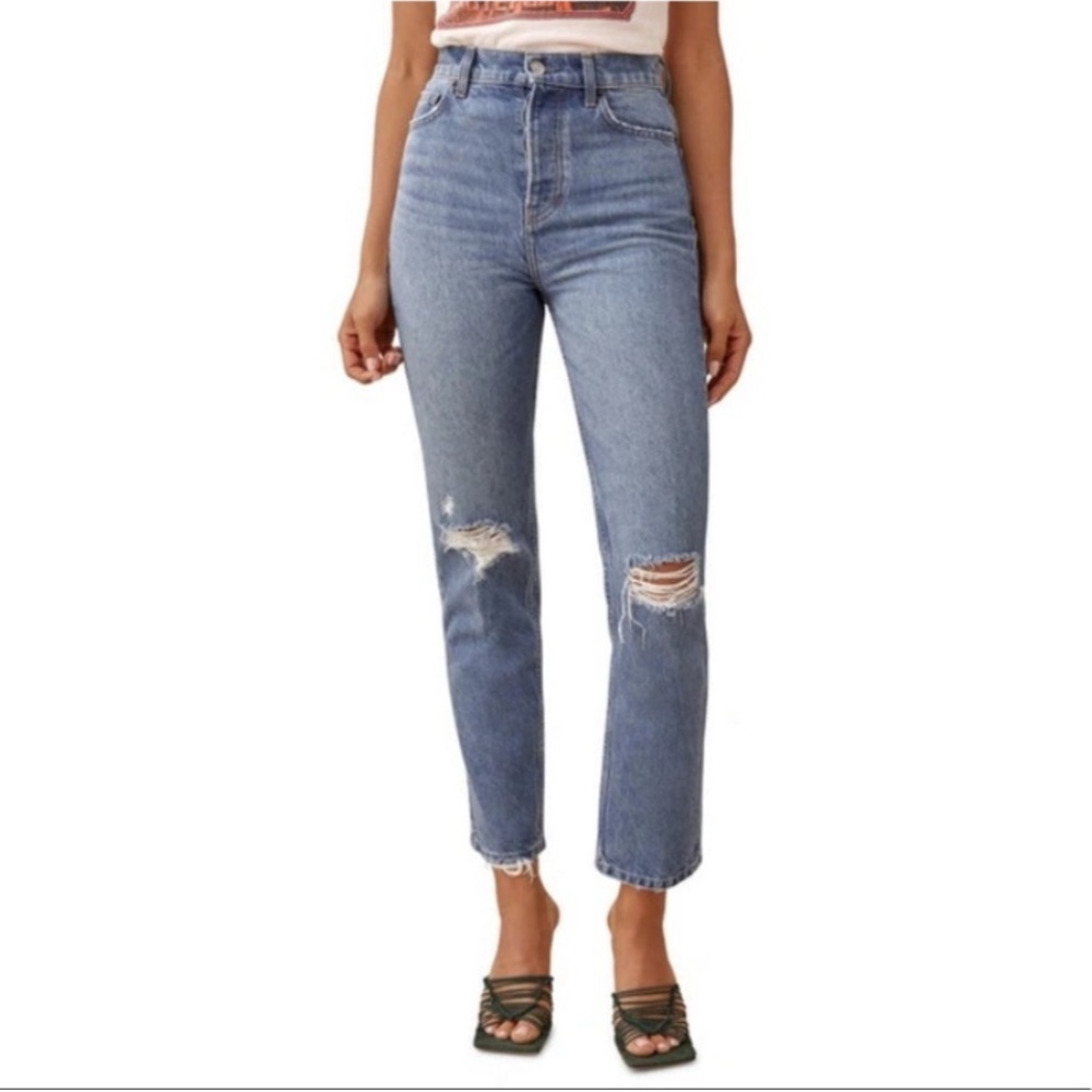 REFORMATION Cynthia High Rise Straight Jean Shasta Destroyed Size 23 - Picture 3 of 14